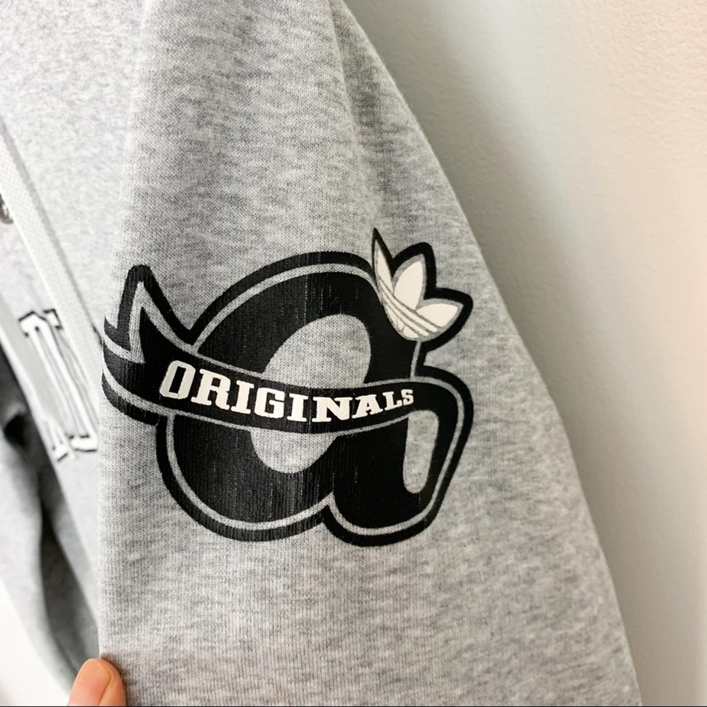 Adidas Originals Logo Grey Snap Buttons Sweatshirt Hoodie Mens Size Small - Picture 7 of 13